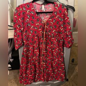 Roper Red Mini Dress with cowboy boots and hat print